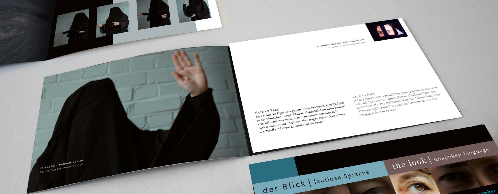 Leaflet about the work of Maisae Alabdallah-Sörensen in the exhibition Der Blick; Design: Kattrin Richter | Graphic Design Studio