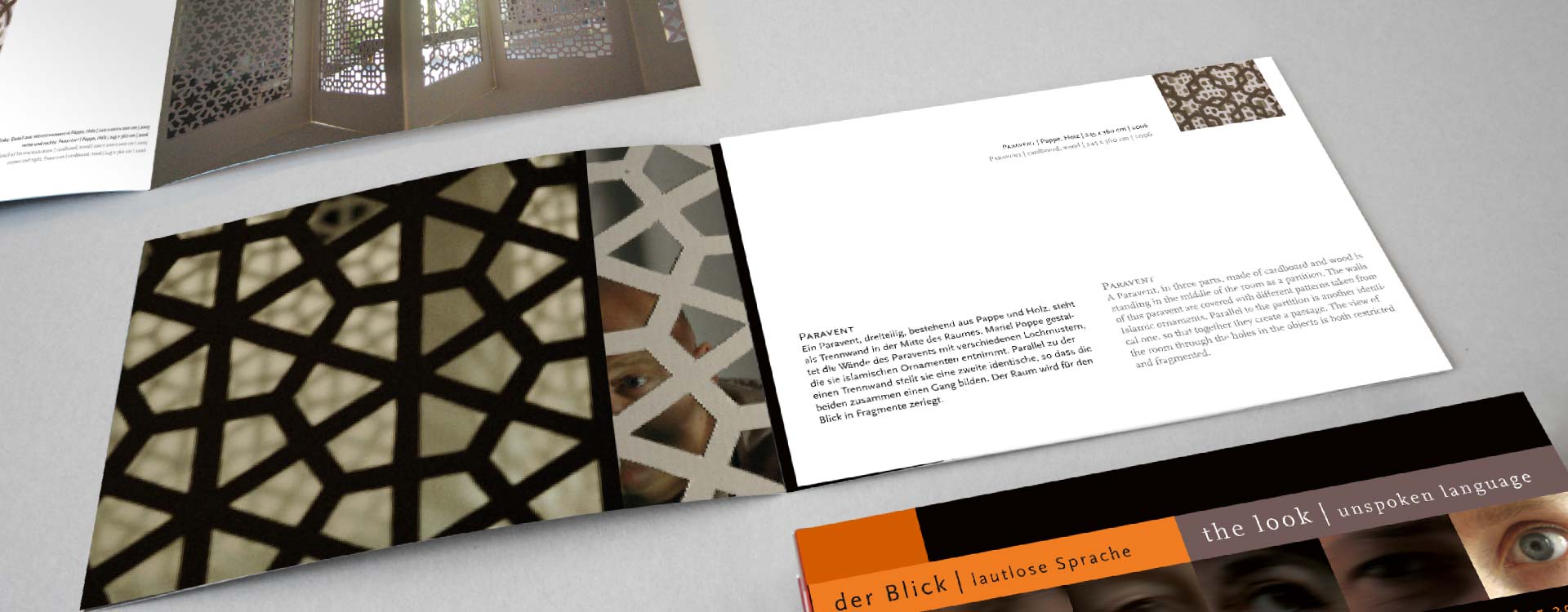 Faltblatt zu den Werken von Mariel Poppe in der Ausstellung „Der Blick“; Design: Kattrin Richter | Büro für Grafikdesign