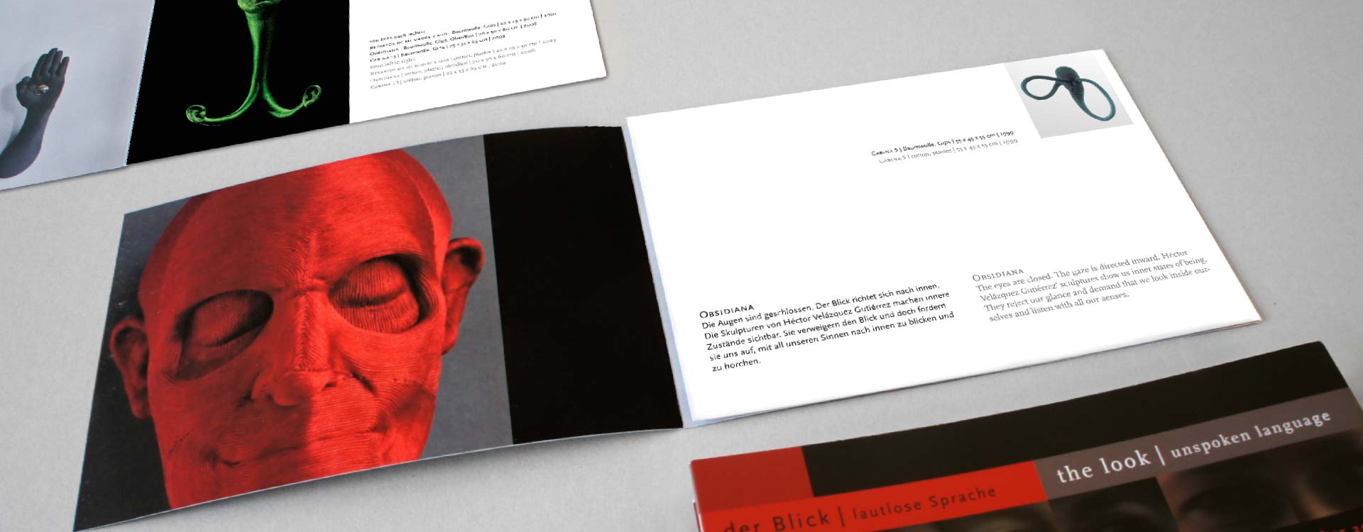 Faltblatt zu den Werken von Héctor Velázquez, in der Ausstellung „Der Blick“; Design: Kattrin Richter | Büro für Grafikdesign