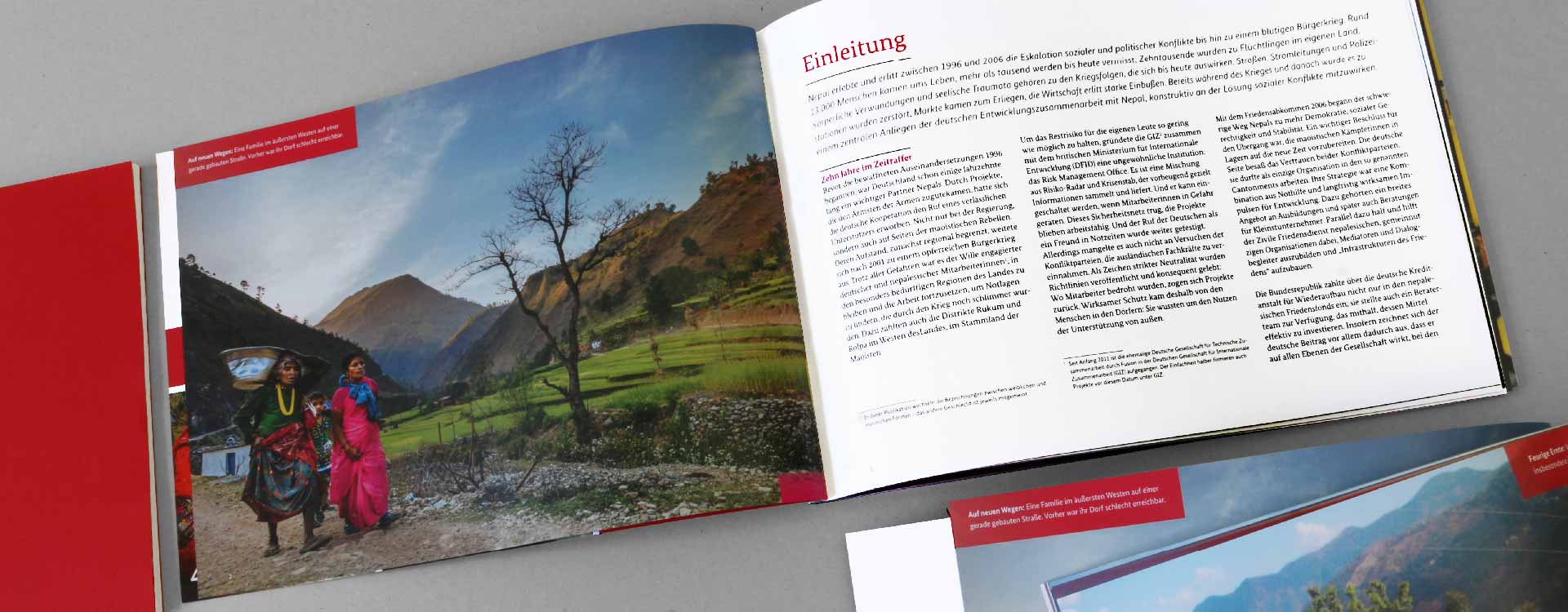 Introduction of the brochure German Contribution to the Peace Process in Nepal; Design: Kattrin Richter | Graphic Design Studio