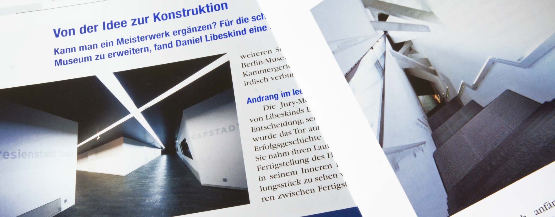 Brochure Der Glashof – Veranstaltungssaal für das Jüdische Museum Stahl-Informations-Zentrum; Design: Kattrin Richter | Graphic Design Studio